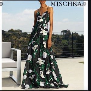 Badgley Mischka long black lilly dress